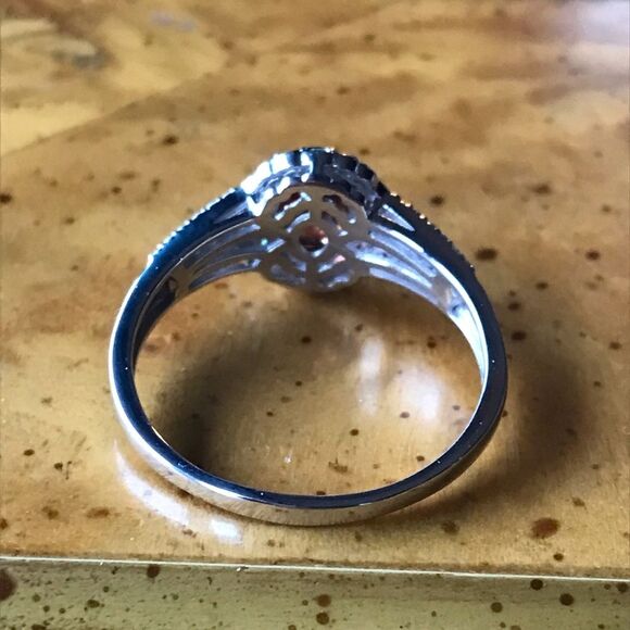 Natural Tsavorite Zircon Sterling Silver Halo Ring Size 10 - Picture 7 of 9